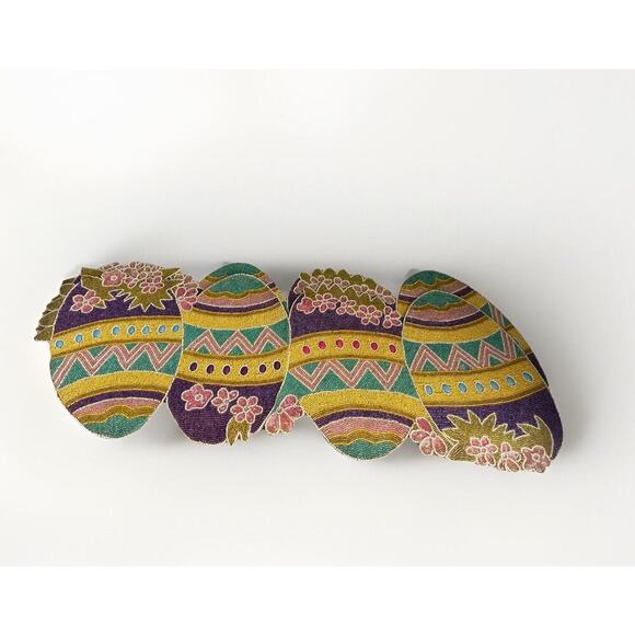 Easter Egg Table Runner Beaded 13 x 36 In Holiday Home Decor Kitchen - Picture 1 of 11